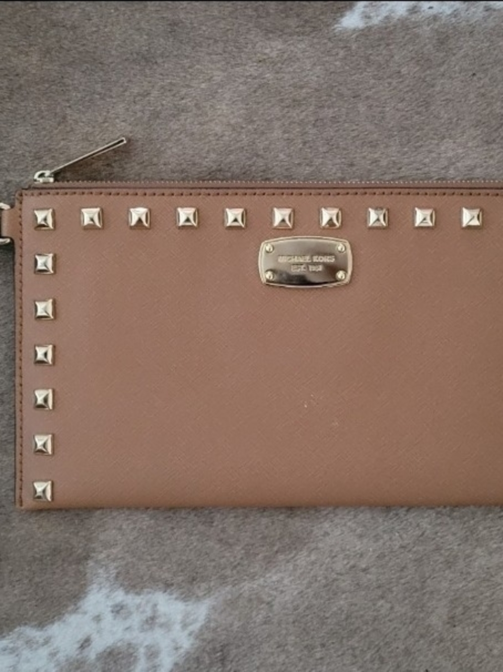 Michael Kors Brown Leather Studded Wristlet